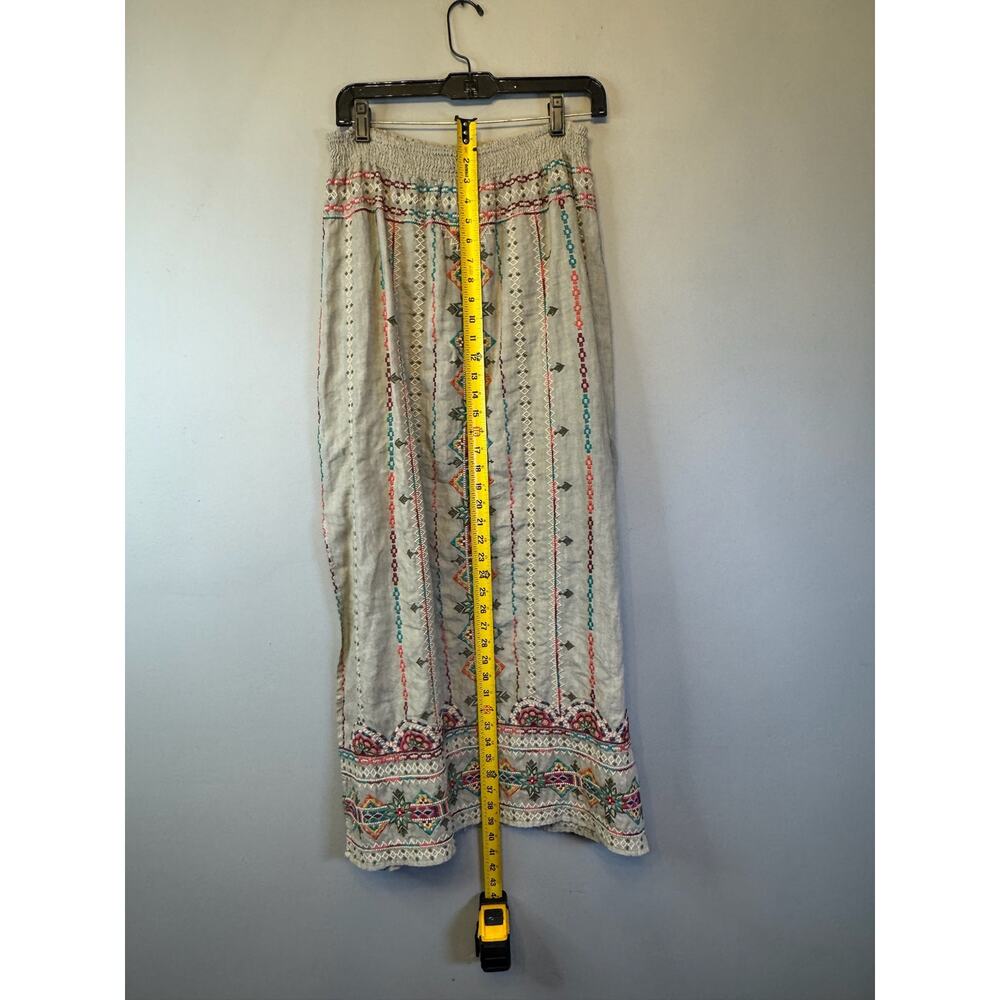 Johnny Was Verena White Side Slit Embroidered Linen Maxi Boho Skirt Large $320 - Picture 9 of 9